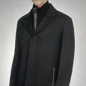 Cole Haan Black Wool Blend Twill Coat w Swtr Bib XL
